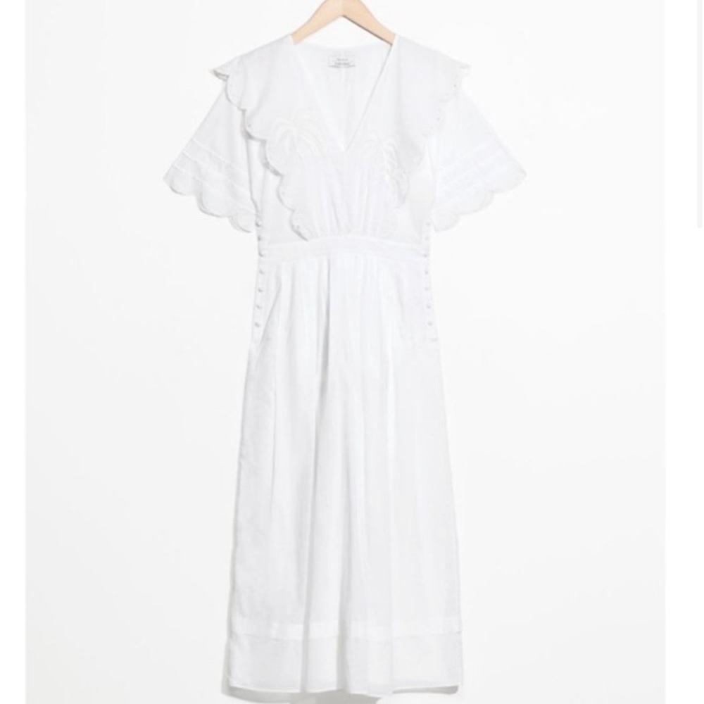 & Other Stories Palm Embroidered Scallop Dress - Picture 4 of 16